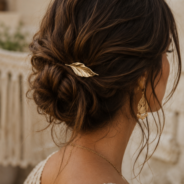 Horquilla de hoja Tramontana de latón | Galdana Jewelry