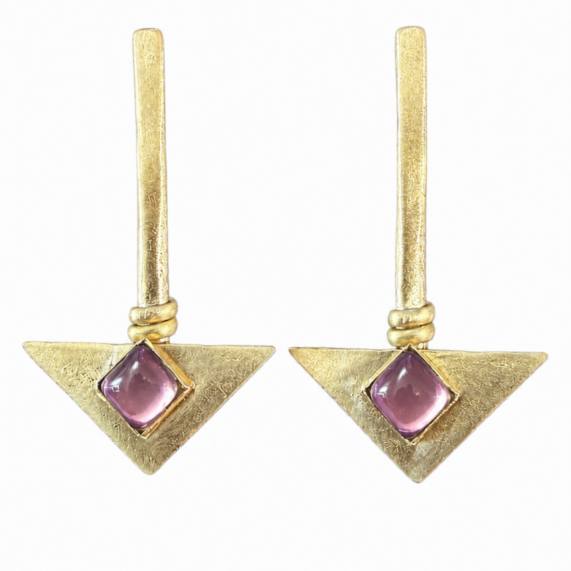 Pendientes triangulares con cabujón Eira - Imagen 6