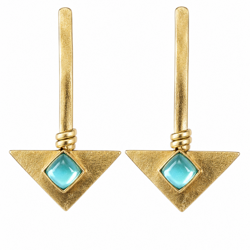Pendientes triangulares con cabujón Eira - Imagen 8