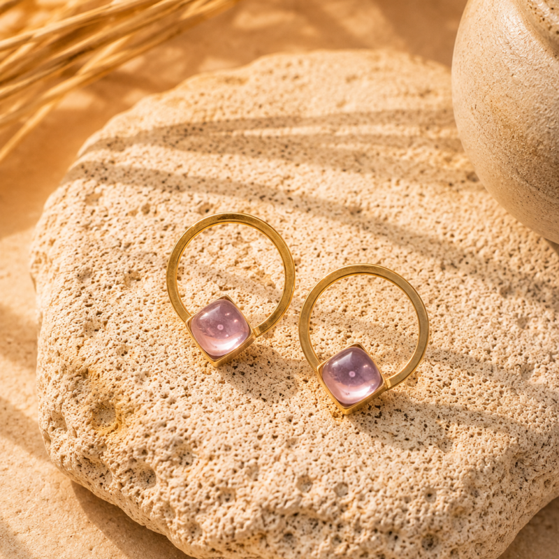 Pendientes con vidrio opalino Elen - Imagen 6