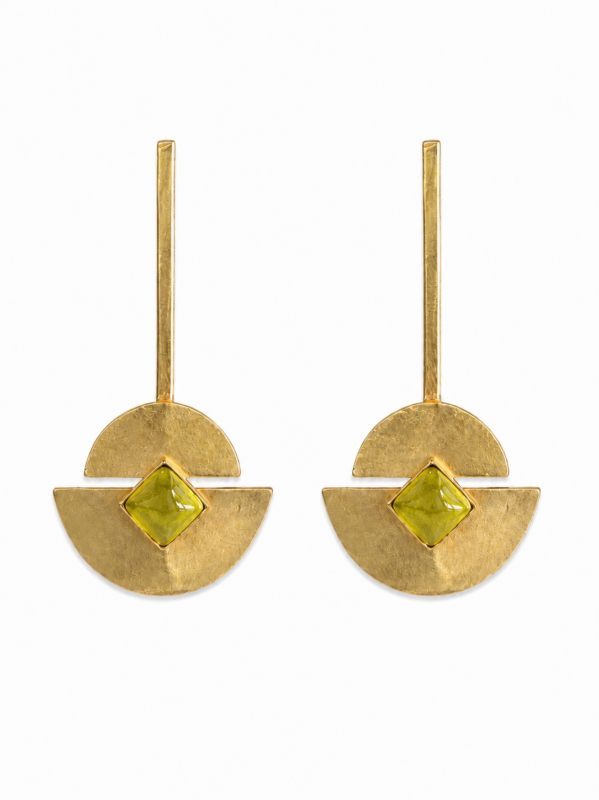 Pendientes geométricos egipcios con cabujón opalino Maren - Imagen 4