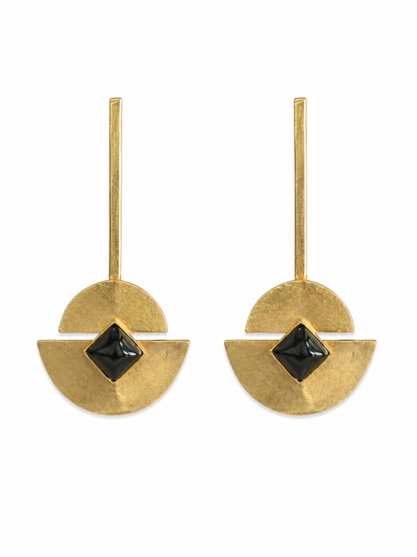 Pendientes geométricos egipcios con cabujón opalino Maren - Imagen 7