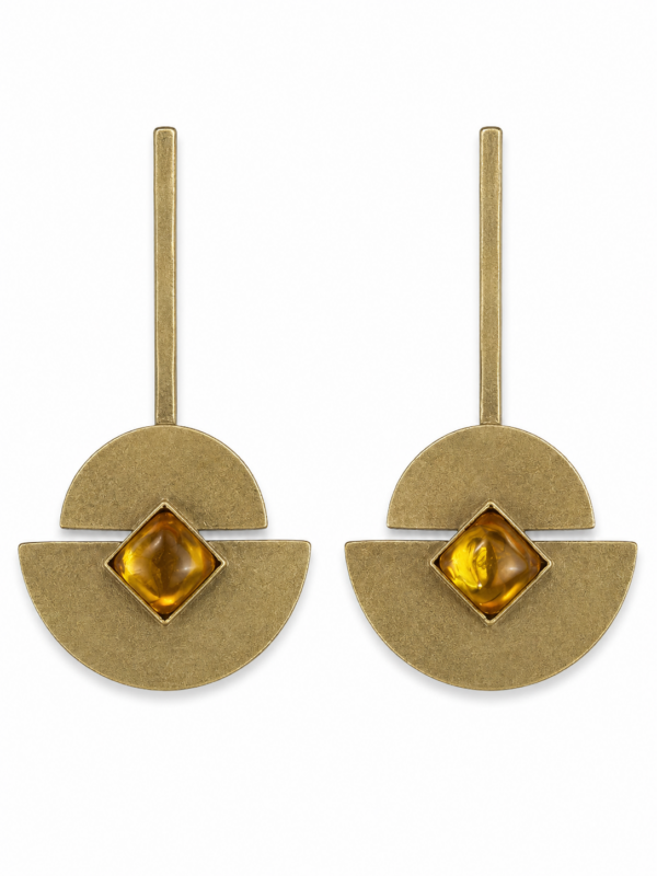 Pendientes geométricos egipcios con cabujón opalino Maren - Imagen 10