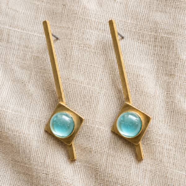 Pendientes con cabujón de vidrio Vala