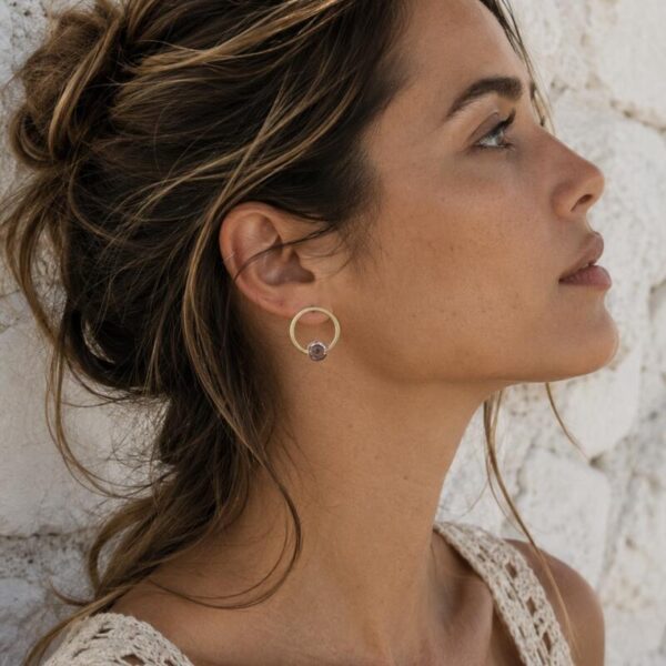 Pendientes de aro con piedra Vela | Galdana Jewelry